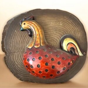 Vintage Lefton ceramic rooster wall plaque made in Japan